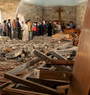 Una iglesia cristiana destruida en Bagdad.