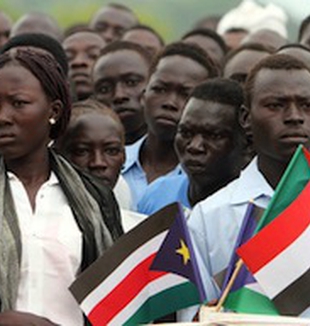 En Juba, jóvenes del Sur el día del referendum.