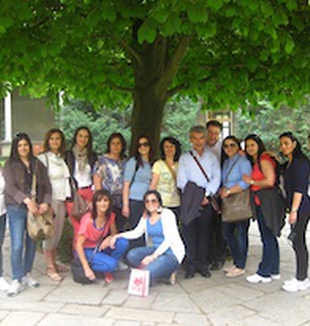 El grupo de mujeres palestinas en la Universidad <br>Católica de Milán.