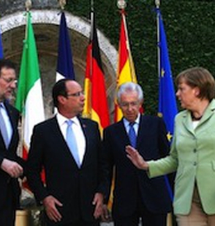 Rajoy, Hollande, Monti y Merkel. 