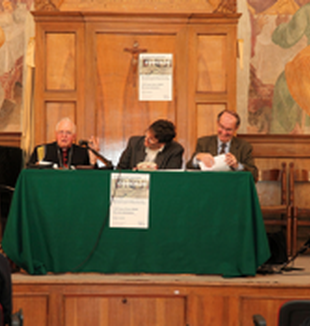 De izquierda a derecha: el cardenal Jorge María <br>Mejía, Gianni Valente y Massimo Borghesi.
