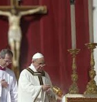 El Papa Francisco durante la misa de inicio <br>de Pontificado.