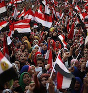 Manifestaciones en la plaza Tahrir.