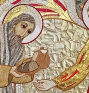 Un detalles del mosaico del padre Rupnik.