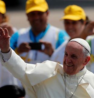 El Papa con los voluntarios en Santiago de Chile