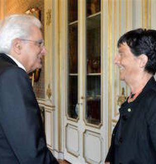El presidente Sergio Mattarella con Emilia Guarnieri.
