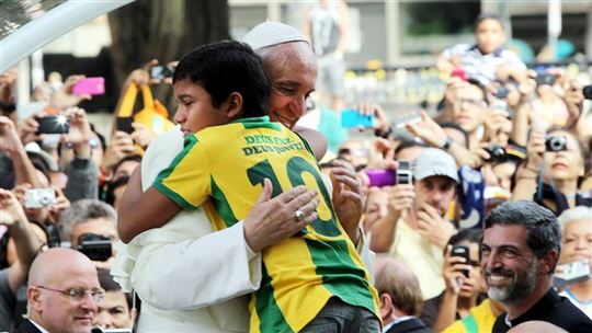 El papa Francisco durante su viaje a Brasil