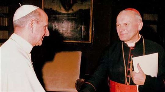 Pablo VI con el entonces cardenal Karol Wojtyla
