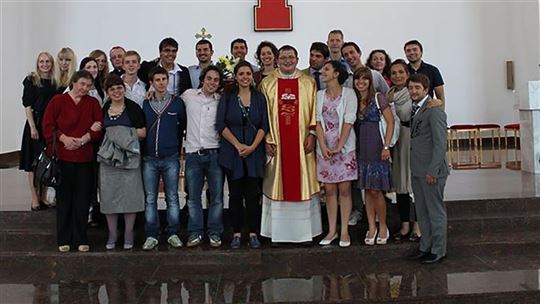 Con los amigos de Piacenza, el día de la ordenación