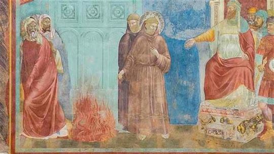 Giotto, ''Francisco encuentra al Sultán'' (Asís, Basílica de San Francisco)