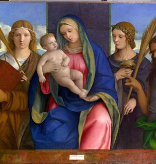 Giovanni Bellini, Virgen con el niño y los santos, Metropolitan Museum, Nueva York