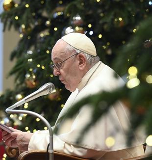 El papa Francisco durante el encuentro con los miembros del cuerpo diplomático en la Santa Sede (Catholic Press Photo)